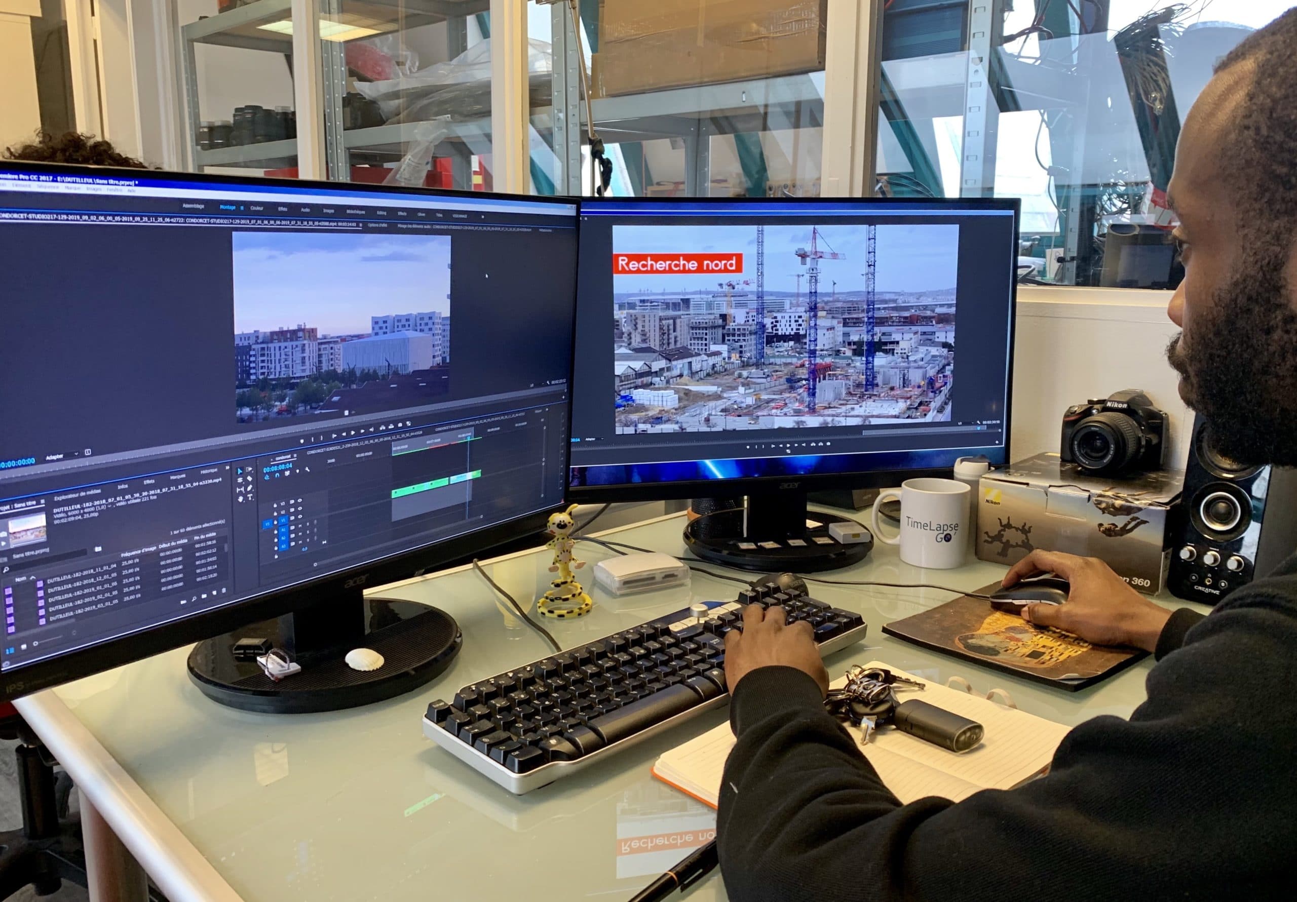 Notre chef monteur en cours de montage d'un film timelapse sur un de nos logiciels dédiés © TimeLapse Go'