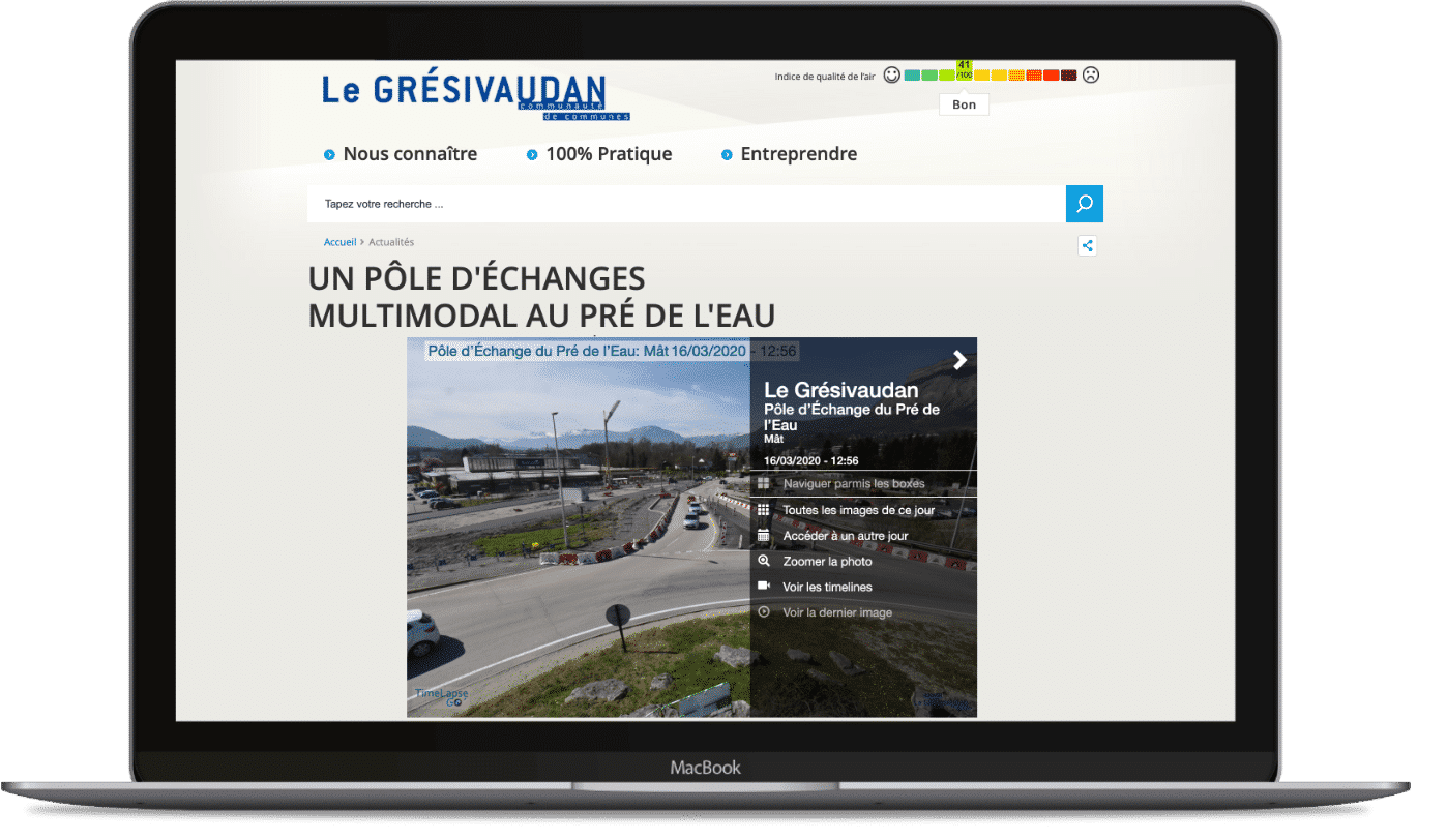 iframe de Gresivaudan et de l'intégration client dans l'interface de suivi de