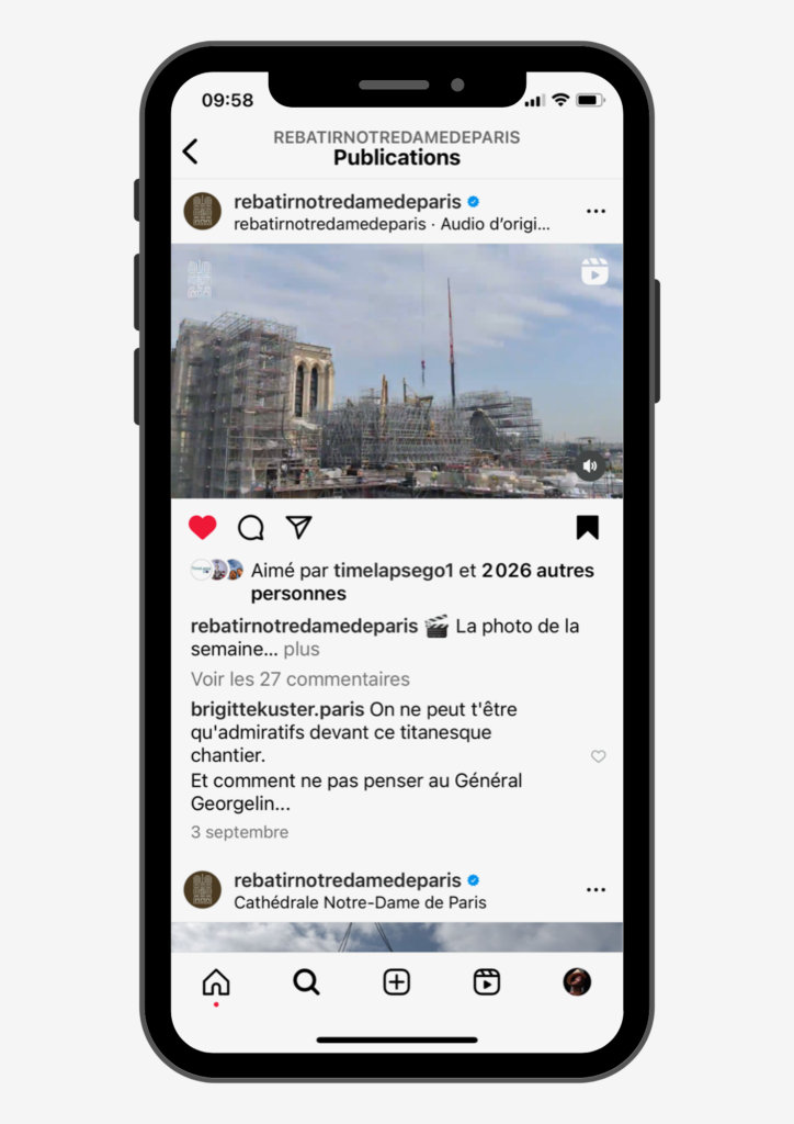 Post Instagram de Rebatir Notre-Dame de Paris