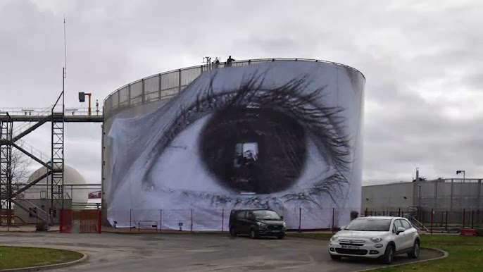 installation de l’oeuvre : les Grands Yeux de JR.